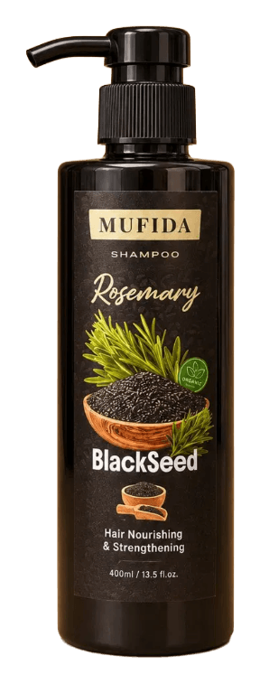 MUFIDA – Shampo me Rozmarinë & Fara të Zeza (Black Seed) Ushqyese për Flokët & Forcuese